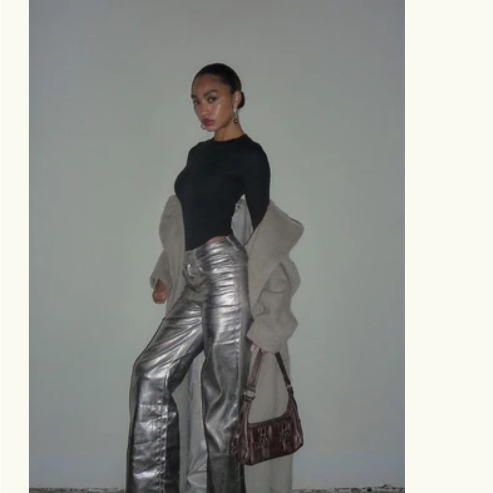 Meshki Shimmering Silver Wide Leg Pants